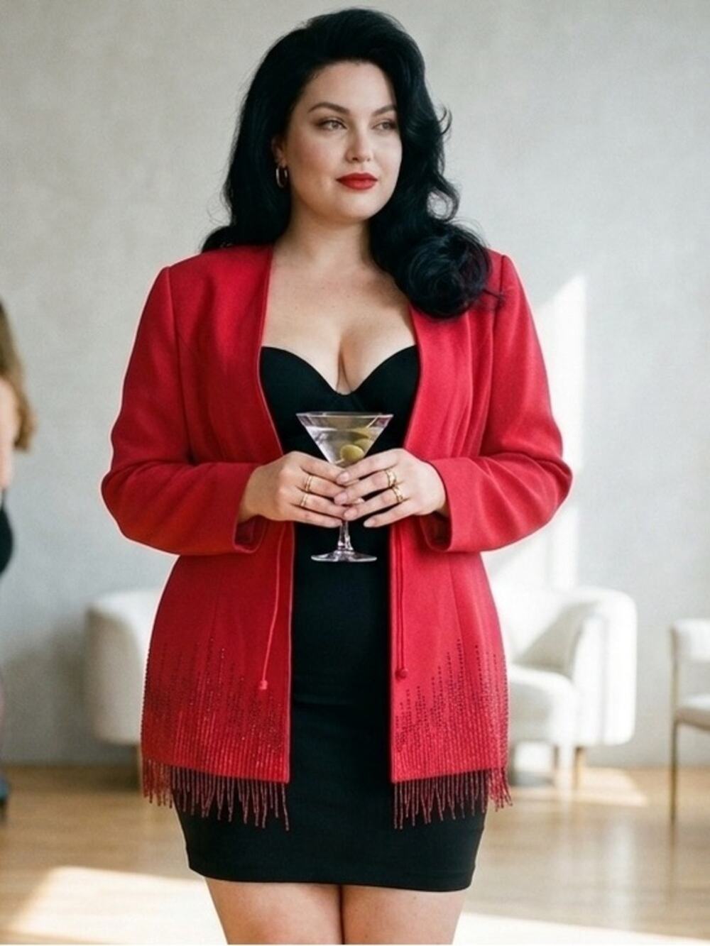 Vintage Stella Louise for KB red jacket. Beaded fringe. Size 12
